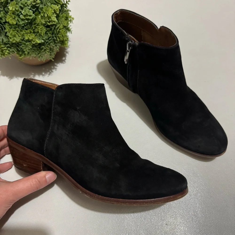 Sam Edelman Black Leather Suede‎ Patty Ankle Boot Bootie Size 6 Classic Comfy